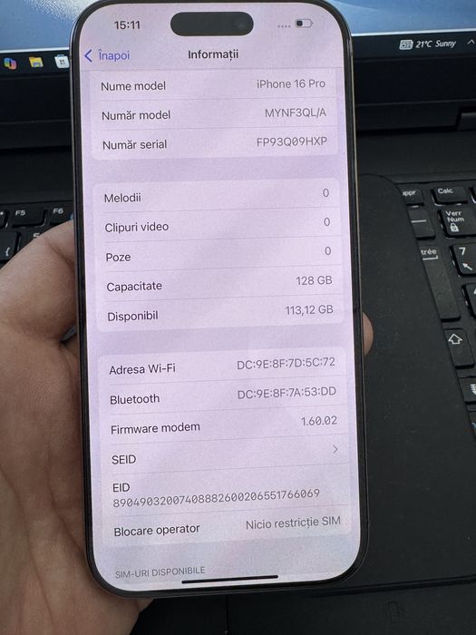 Iphone 16 Pro Gold 128GB 20 cicluri