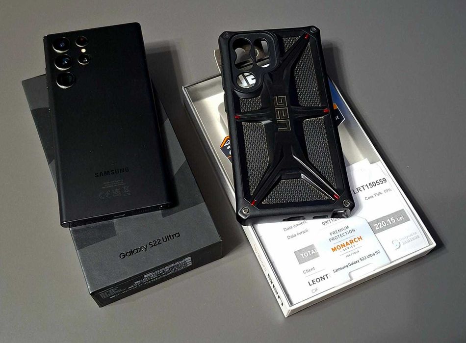 SAMSUNG S22 Ultra - impecabil, cutie + protectie UAG Monarch Kevlar