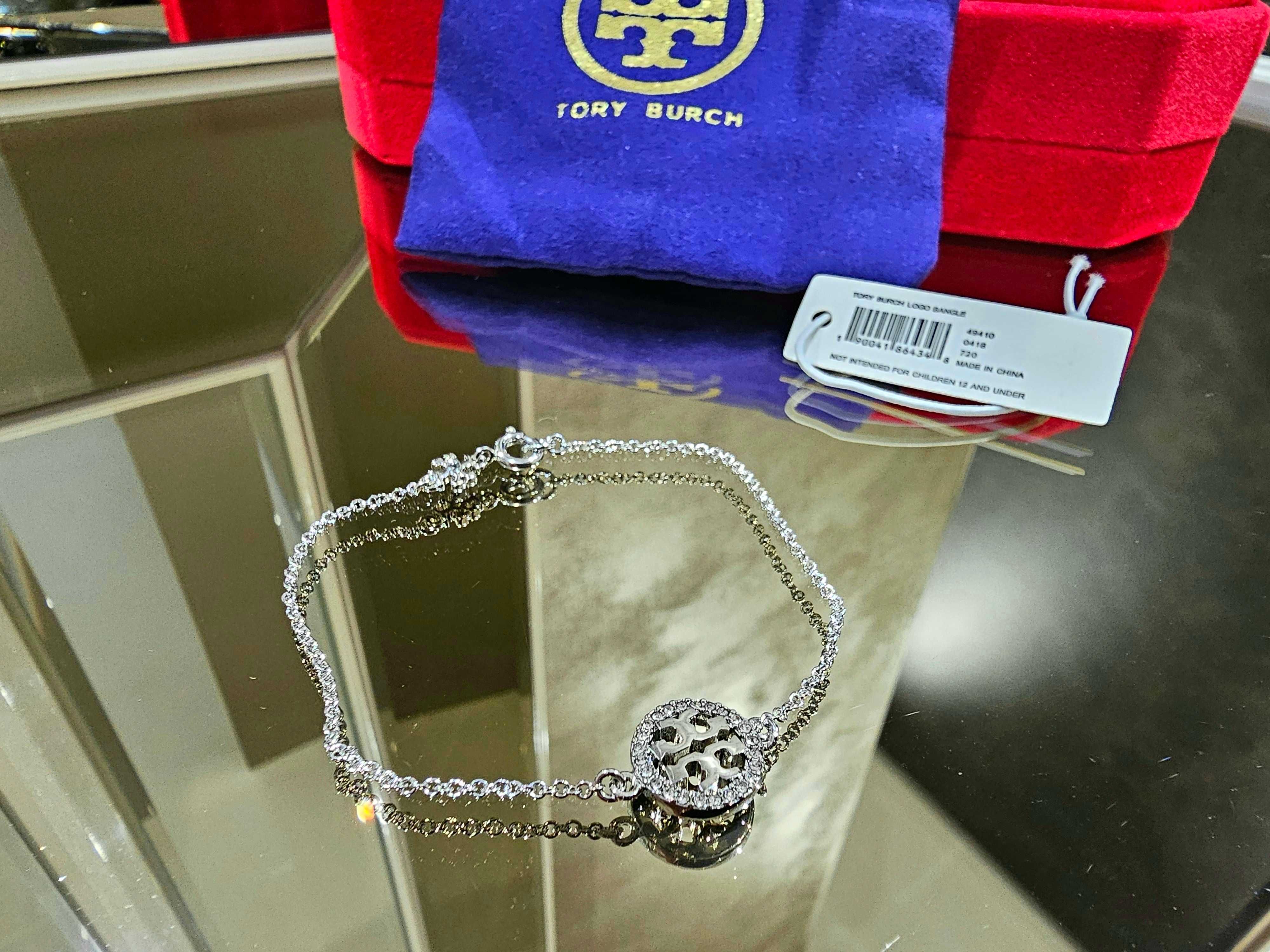 Tory Burch Silver Tone Miller Pave Chain Дамска Гривна