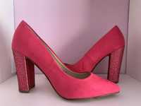 Pantofi cu toc mărimea 35,5, roz fuxia, din velur, Marks&Spencer