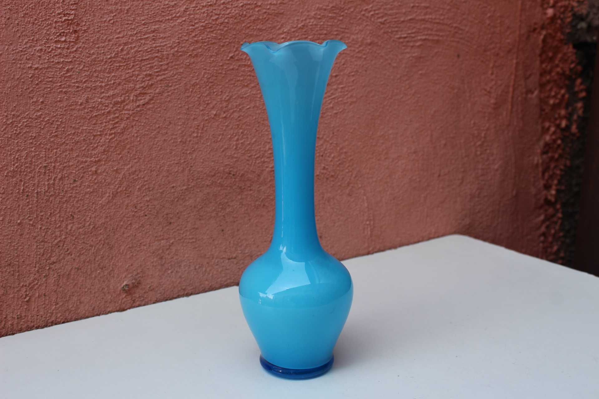 Piesa sticla vas flori colectie MURANO, lucrata manual, albastru