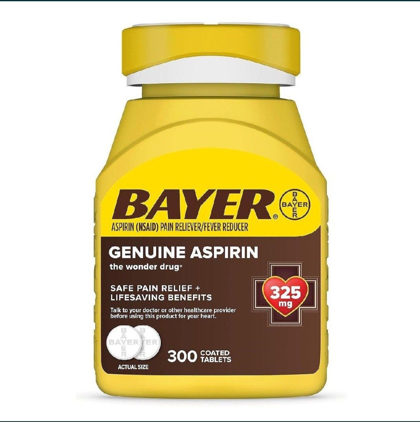 Оригинальный аспирин Bayer, 325 мг, обезболивающее и жаропонижающее