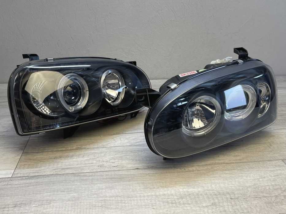 Faruri VW Golf 3 Angel Eyes look negru cu lupa NOU