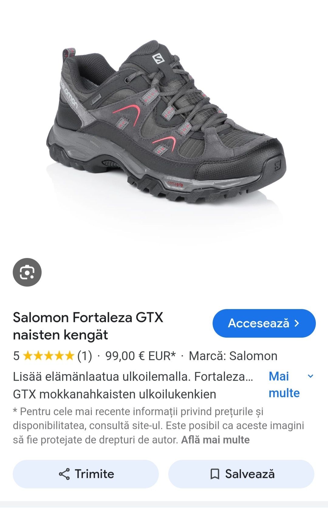 Pantofi trekking, trail SALOMON Fortaleza Gore-Tex, piele, nr. 40 EU
