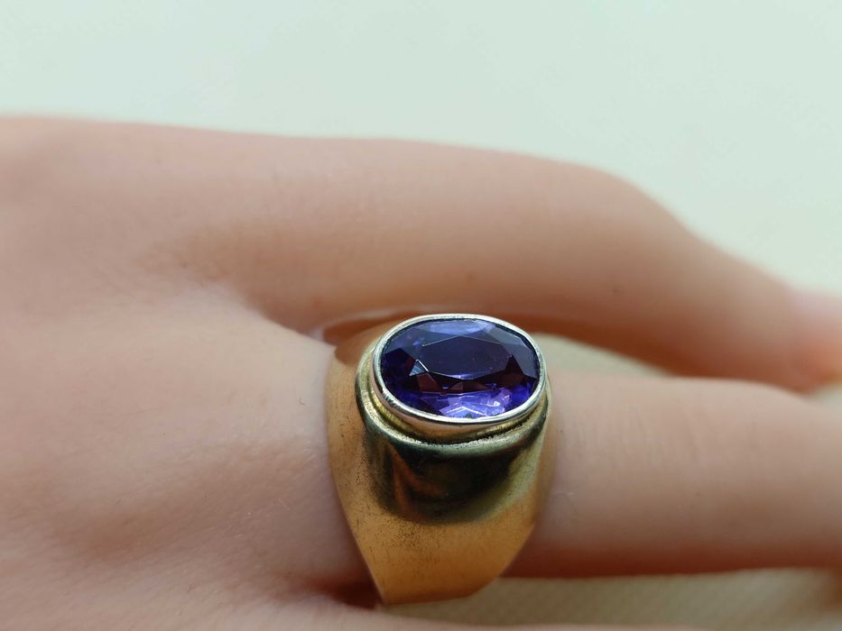 Inel rusesc – argint 875 aurit, piatră violet