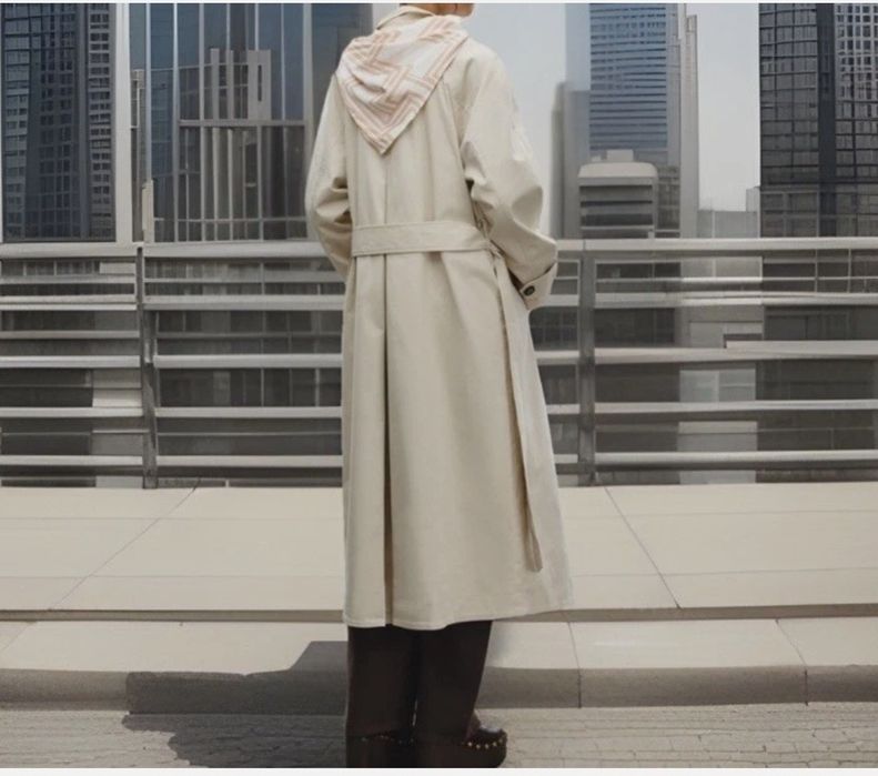 Дълъг Нов тренчкот ZARA с шал. Размер L/M