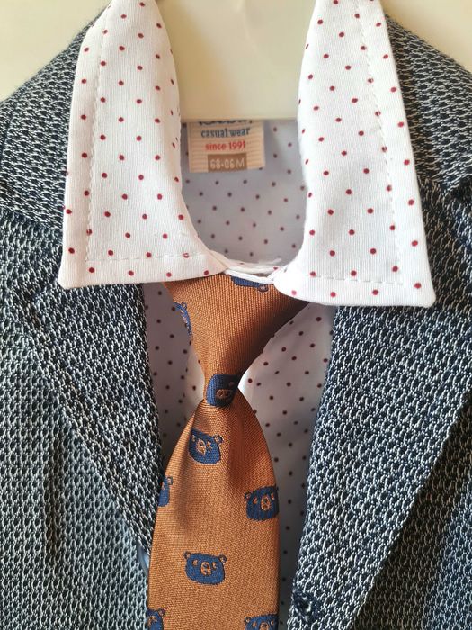 Set elegant sacou, cămașă și cravată bebe, 3-6 luni, noi