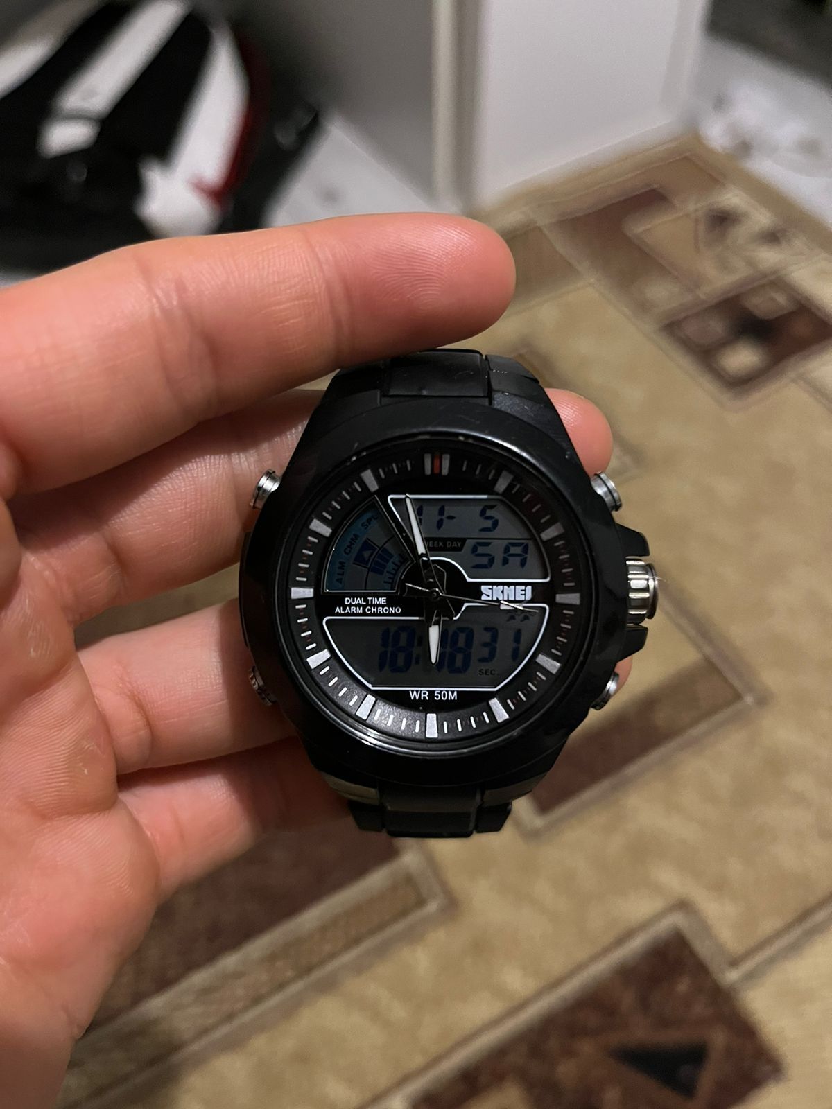Skmei 1016 shark мужские спортивные часы черные