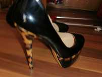 Pantofi negri de lac Only Maker, toc animal print, masura37