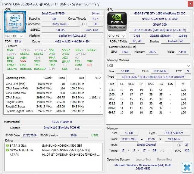 Calculator Unitate PC Gaming Asus I5 7500 Ram 16 Gb GTX 1050 SSD
