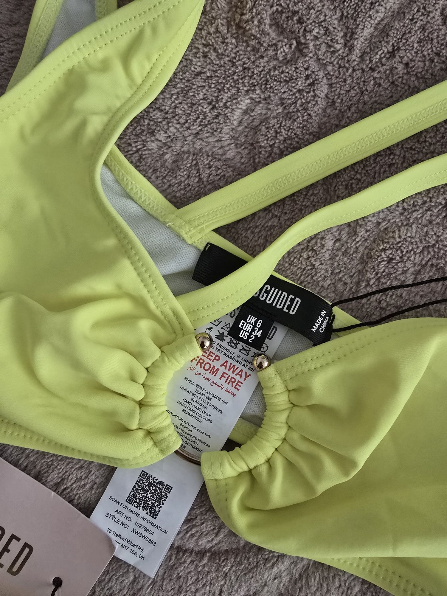 Бански Missguided XS, неонов жълт, нов