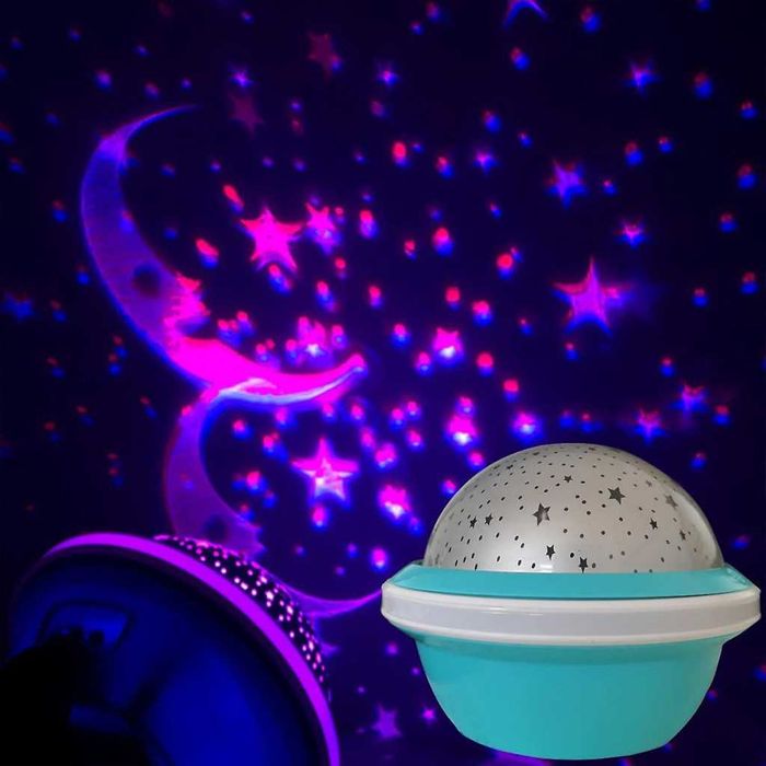 Цветна LED нощна лампа НЛО проектор със звезди и луна