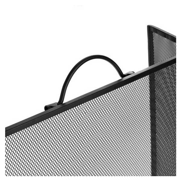 Декоративен параван за камина Mercado Trade, Мрежа, Метал, Черен