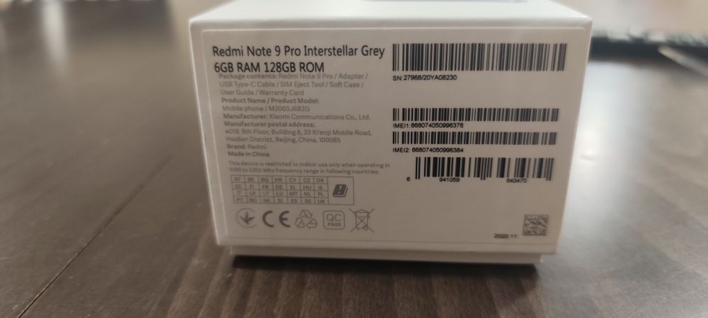 Xiaomi redmi not 9 pro 6ram 128