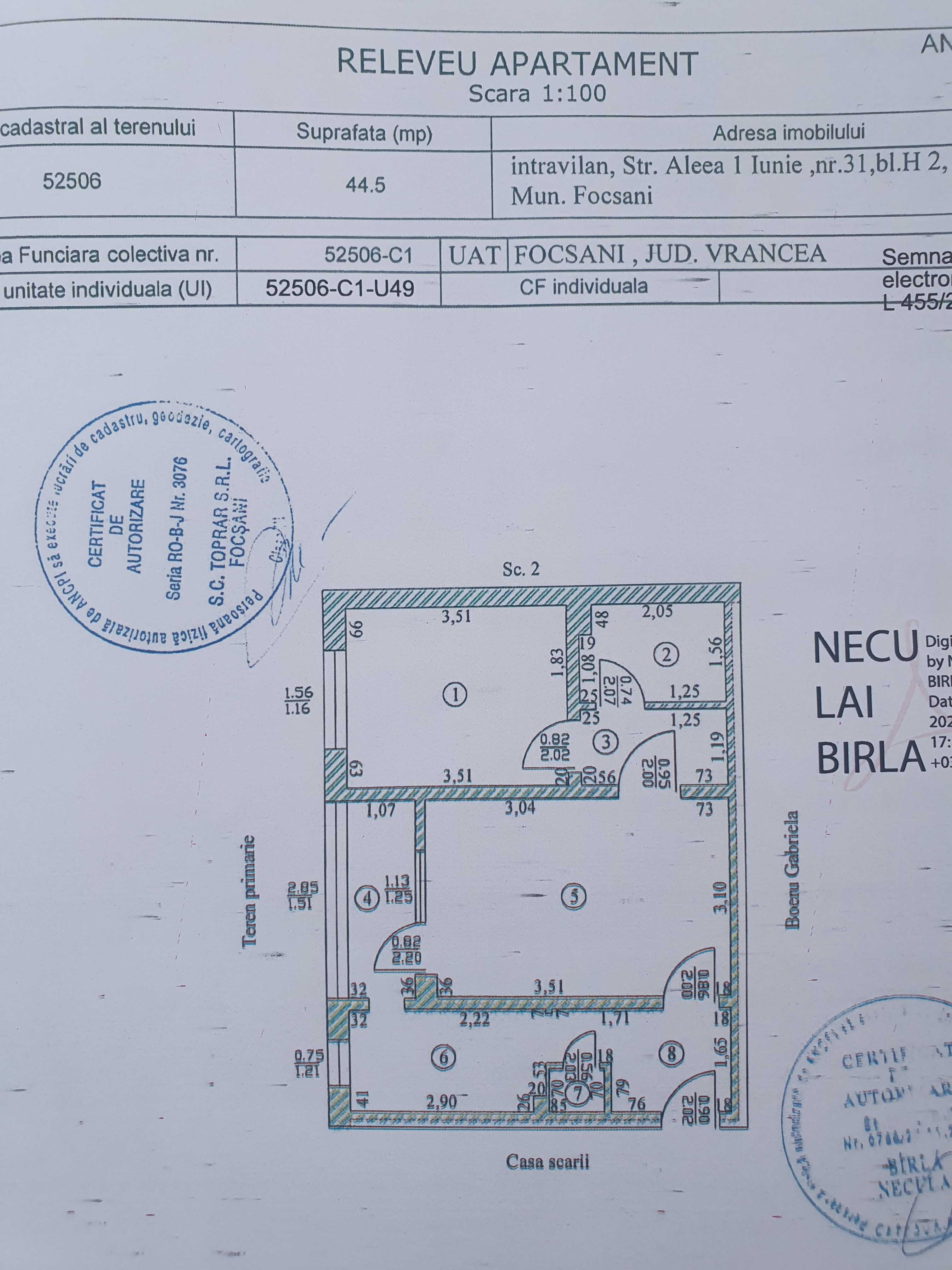 Vânzare Apartament 2 Camere – Focșani Sud, Etaj 4/4