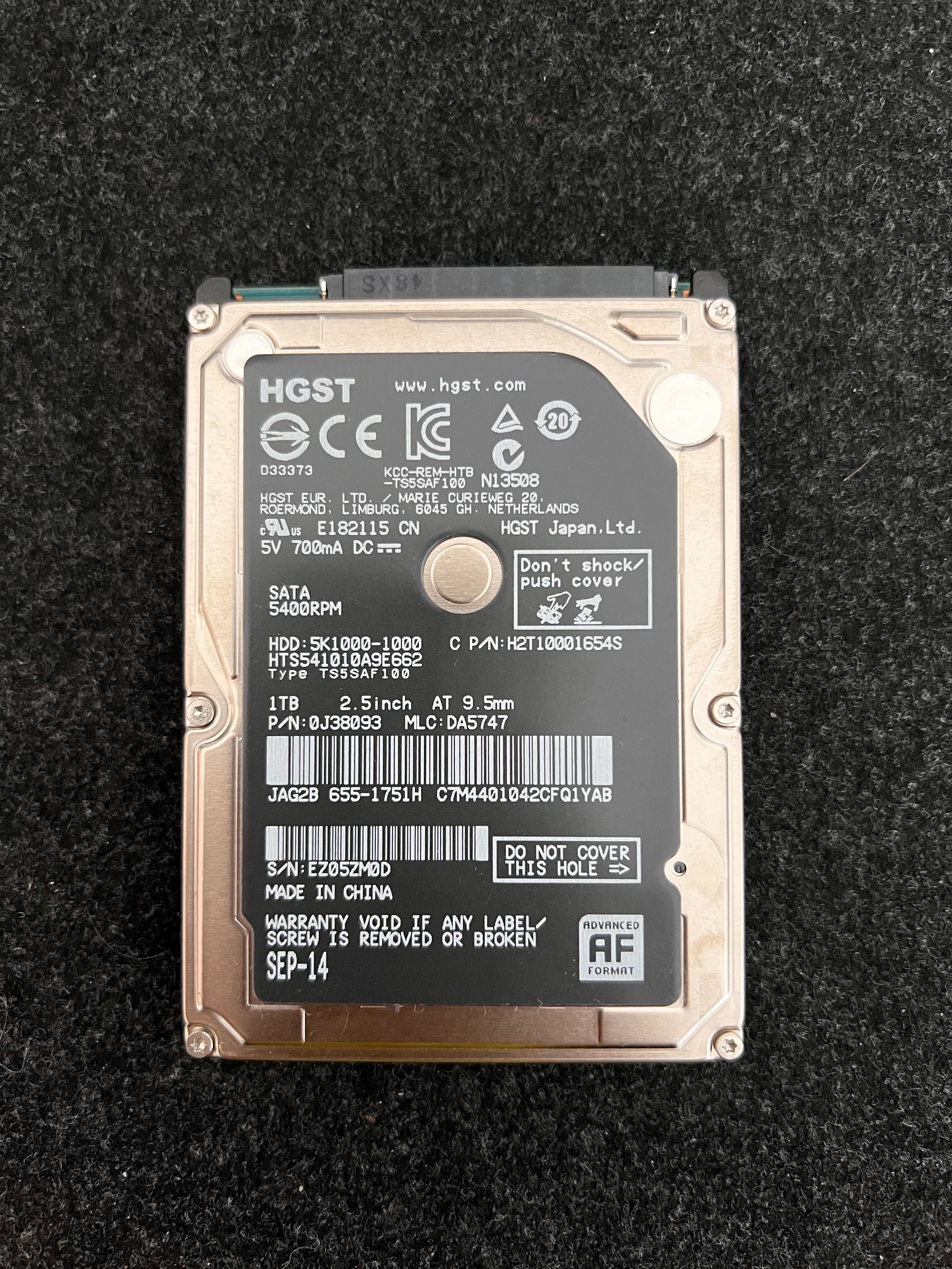 HDD laptop HGST Western digital 1Tb 2,5" 5400RPM 5K1000