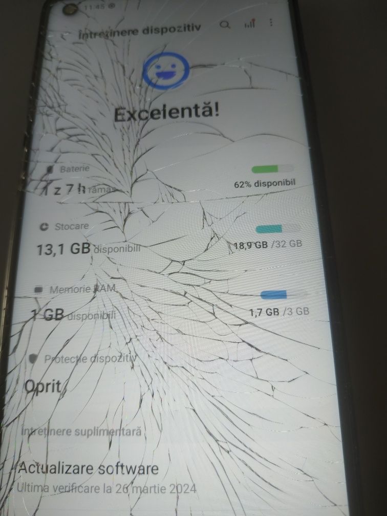 Smartphone Samsung a21s cu defect,sticla fisurata