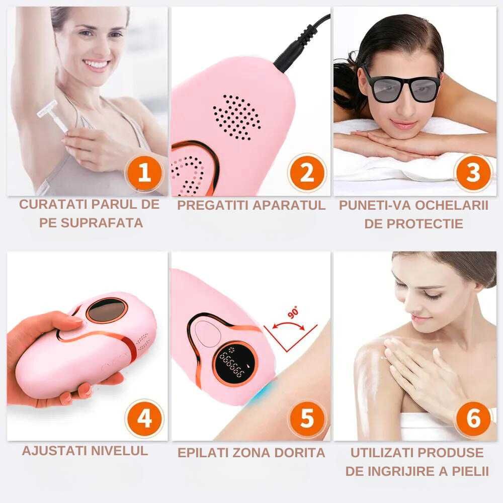 Epilator IPL tehnologie ICE COOL, 999.999 pulsatii, epilare definitiva