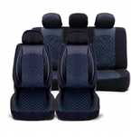 Huse scaune auto universale, piele ecologica neagra cu material textil
