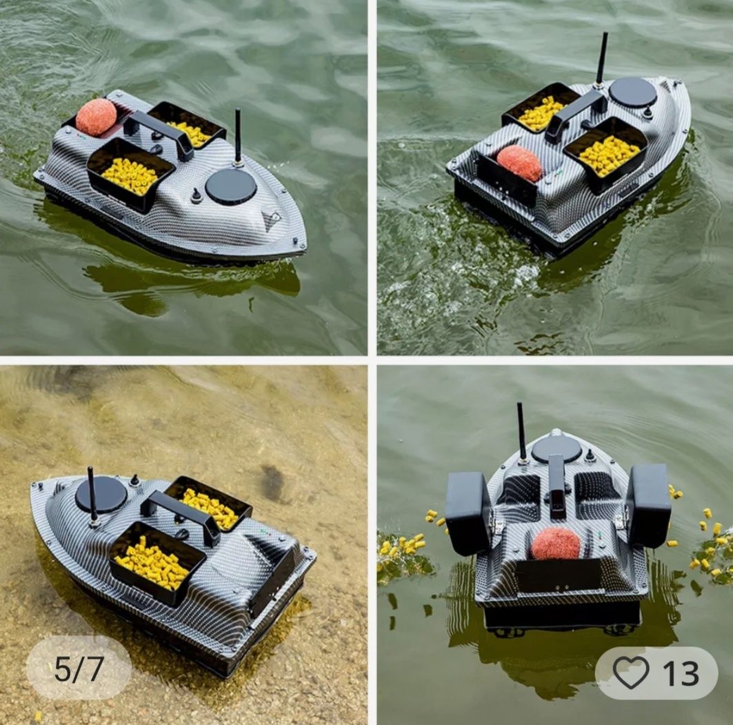 Лодка за захранка 16 GPS точки 12000mа батетия и чанта+зарядно за кола