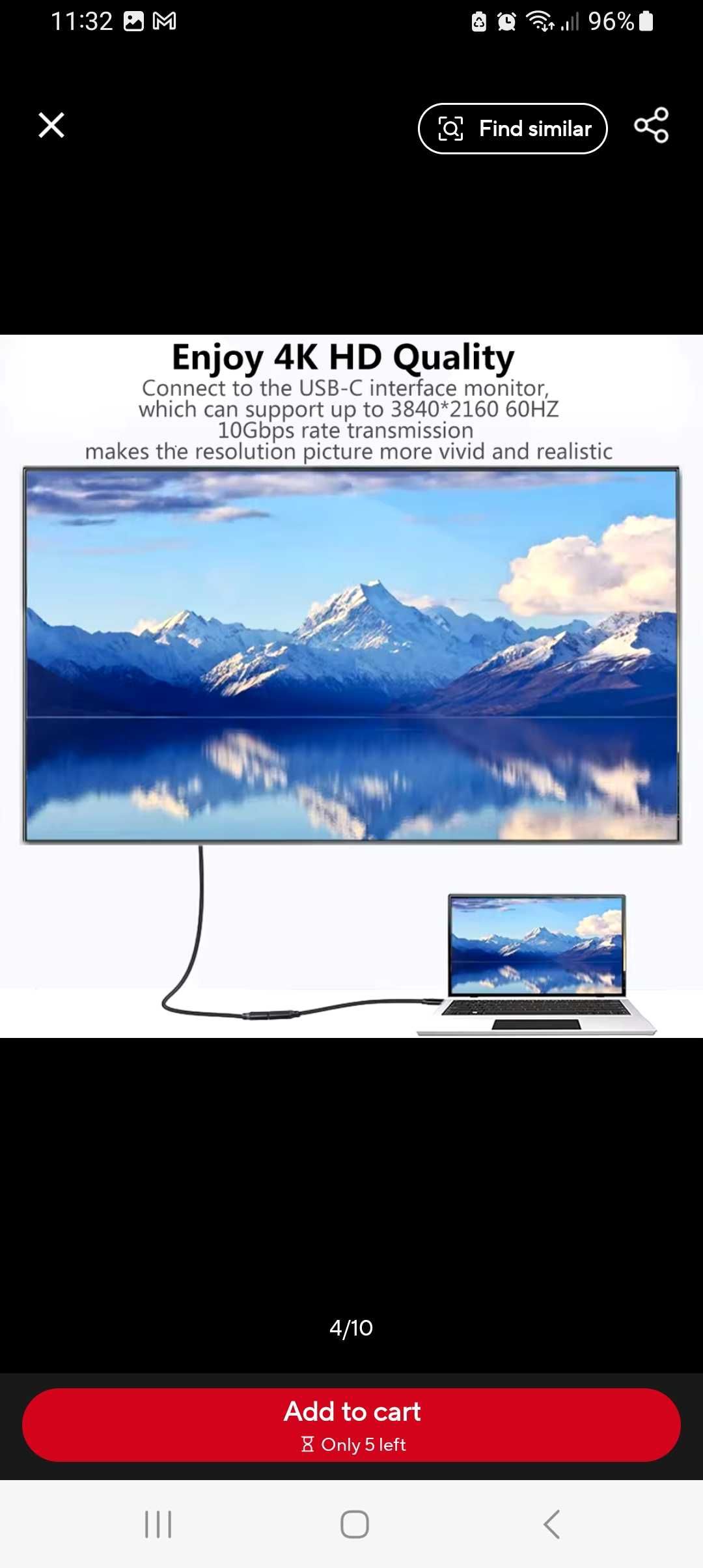 USB C удължителен кабел мъжки към женски тип C USB3.2 Gen2 10Gbps 100W