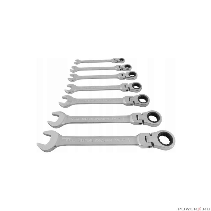 Set de 7 chei combinate, cu clichet, balama, 8-19mm, Verke