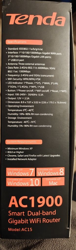 Router Tenda Wireless AC1900 Gigabit 2.4 și 5 GHz