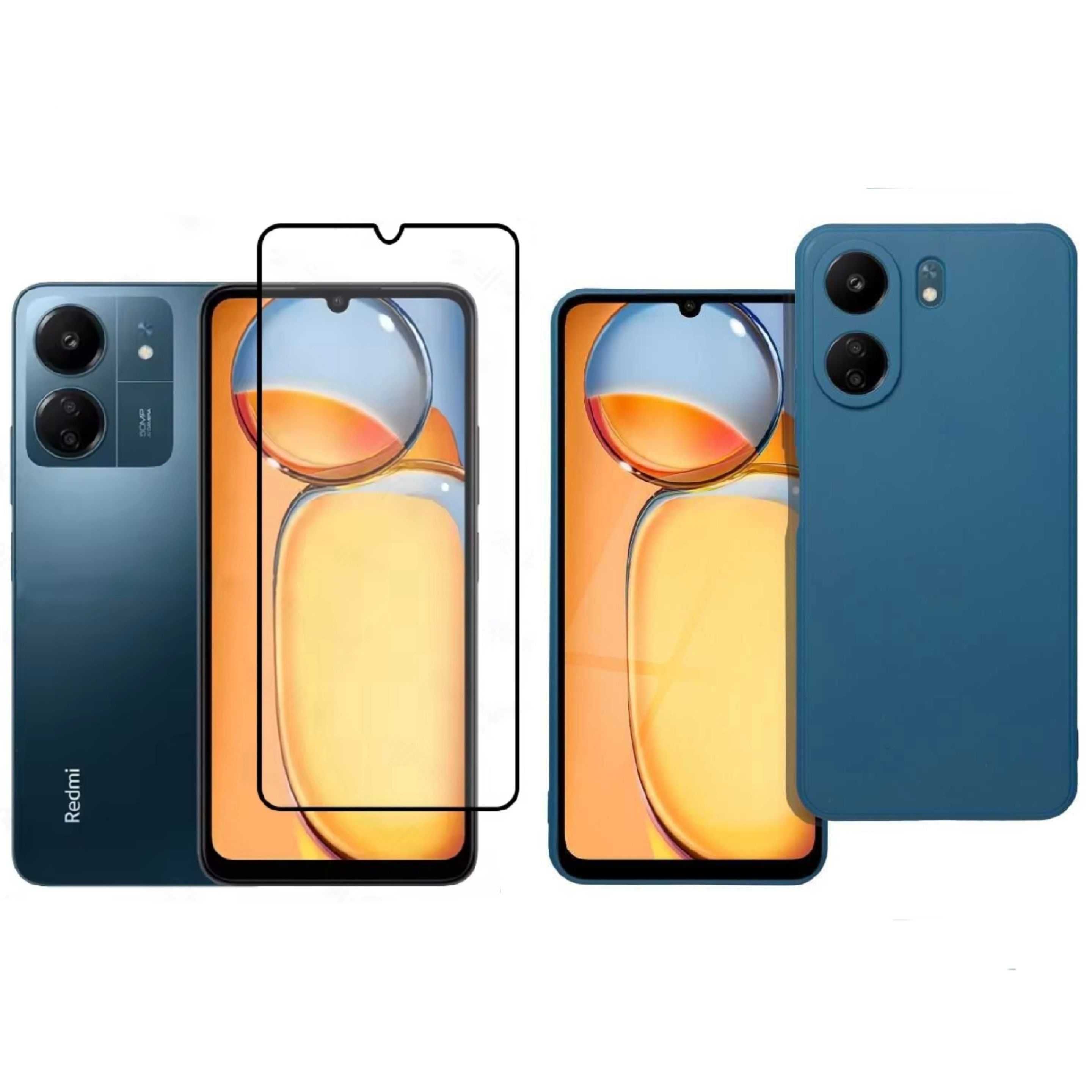Set Xiaomi Redmi 13C 4G - Folie de Sticla + Husa Slim Albastru