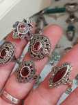 Inele argint.onix rosu.granat.marcasite