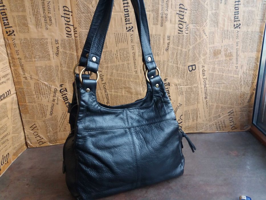 дамска чанта,черна малка кожена торба-естествена кожа