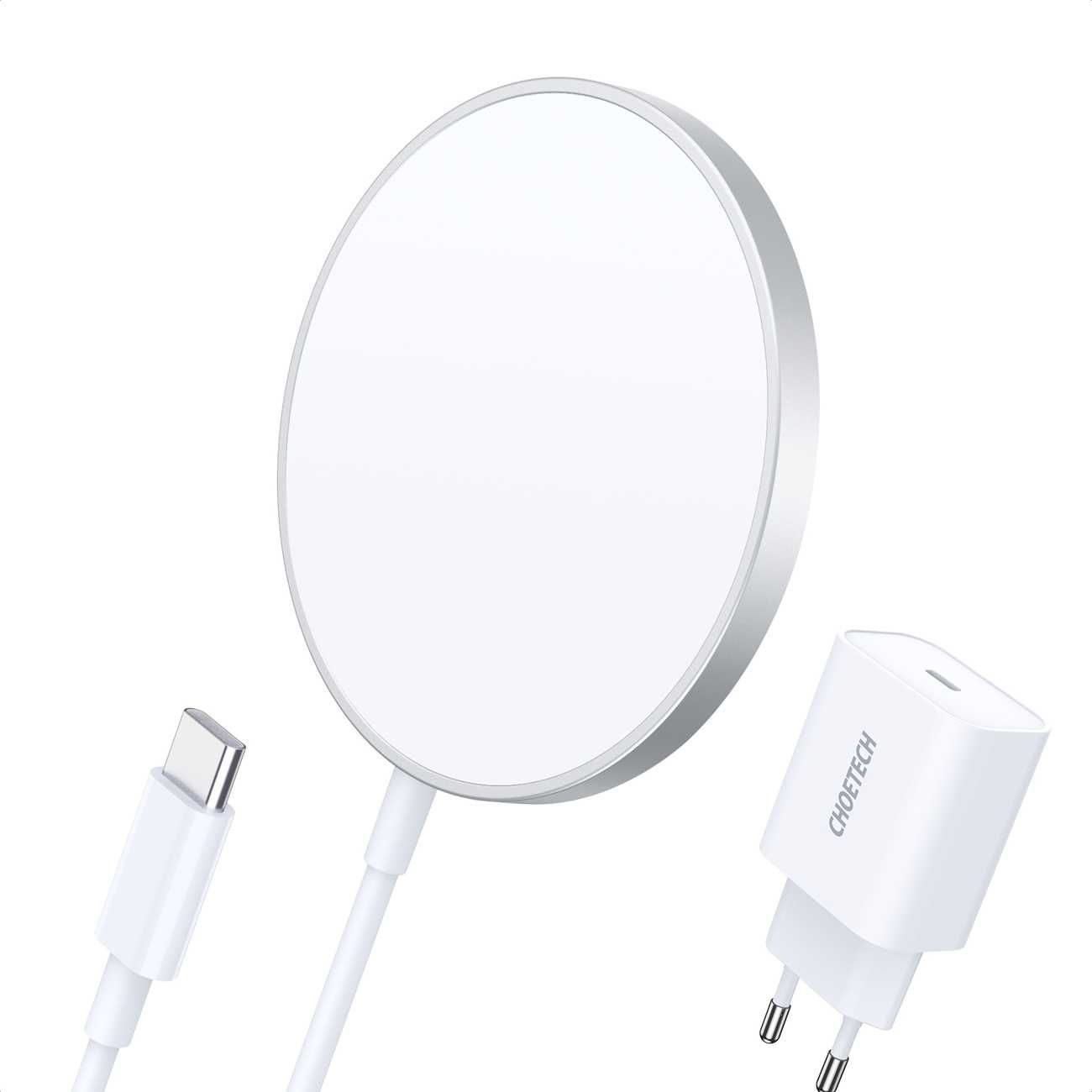 Choetech MagSafe индукционно зарядно + PD5005 adapter white