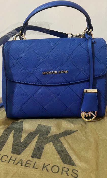 Сумка Michael Kors Ava extra-small синяя с золотой фурнитурой (новая)