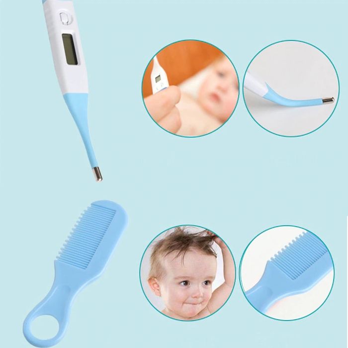 Set pentru îngrijirea bebelusului ergonomic,  fara BPA roz/albastru