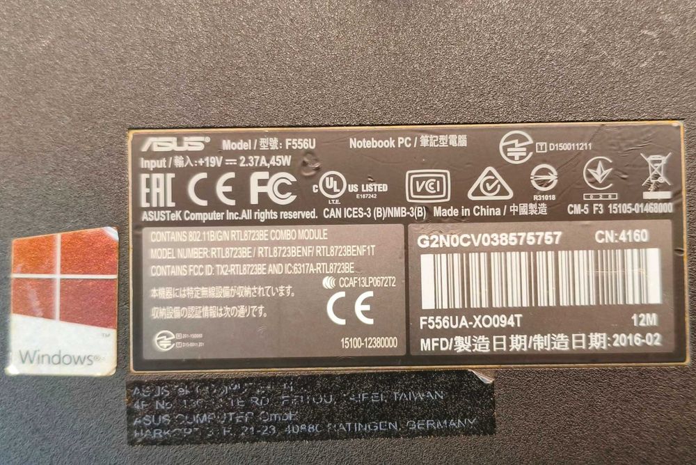 Лаптоп ASUS - 15,6'', RAM-8GB, HD-1TB