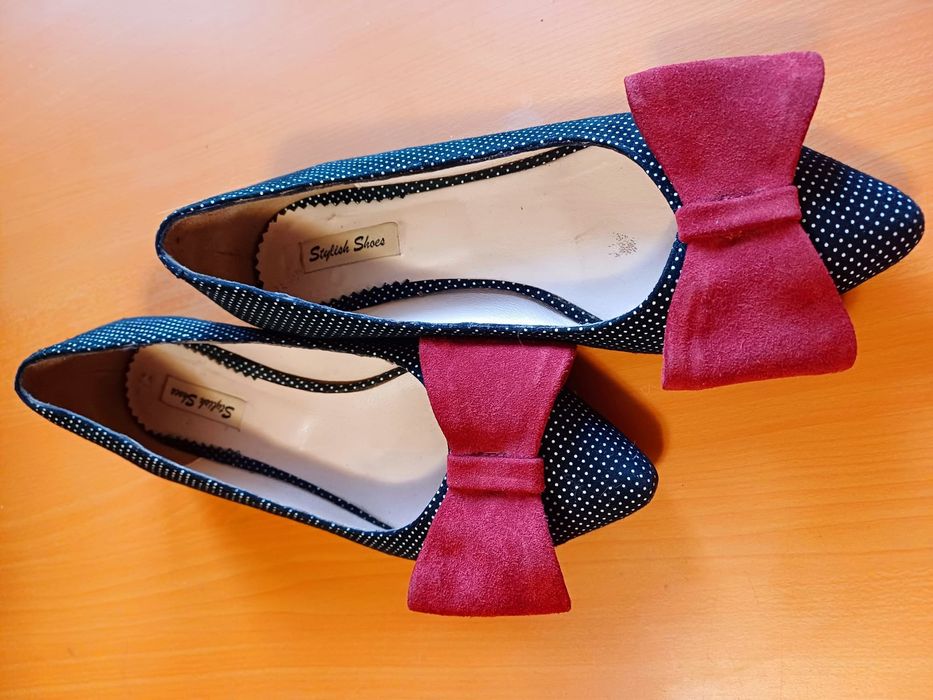 Pantofi eleganți cu funda de piele nr 36