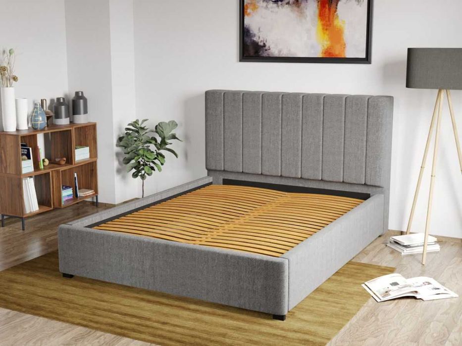 Pat Tapitat Adam Gri Falcone 21 cu somiera fixa 140/160/180x200