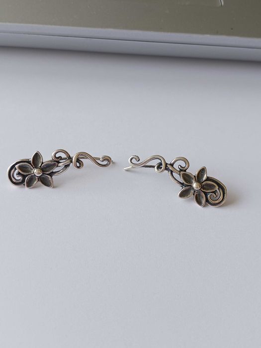 Сребърни обеци, проба 925, тип фиба, родирани, нови,