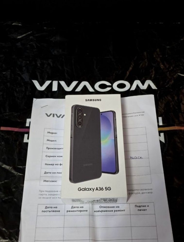 ***ЗАПЕЧАТАН 128GB Samsung A36 5G Vivacom Гаранция 2027 Black / Черен