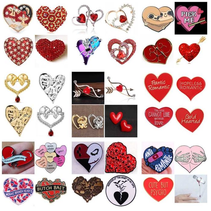 Коллекция Брошь/значок Сердца. На любой вкус Романтичные, прикол/мрачн