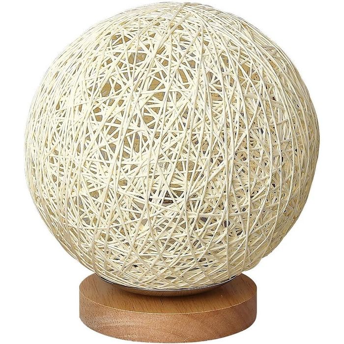 Veioza din lemn masiv si ratan, incarcare USB, utilizare versatila, il