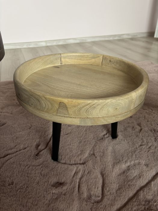 Кръгли масички за кафе, 3 бр, мангово дърво масив