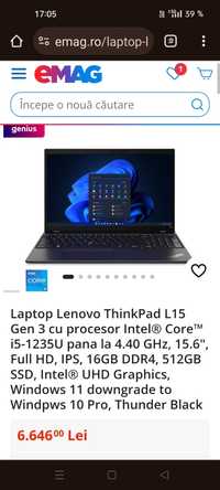 Laptop Lenovo thinkpad  L5/ i5 gen 12