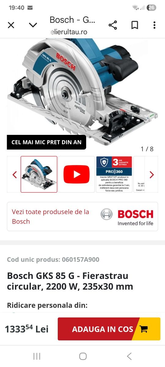 Fierăstrău Bosch GKS 85 G