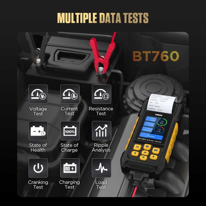 Тестер за акумулатор с принтер, AUTOOL BT760