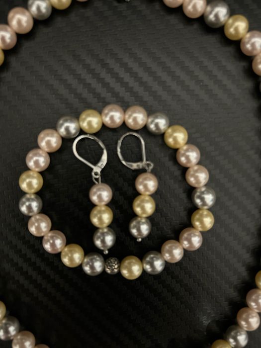 Set elegant din perle de cultură – colier, brățară și cercei