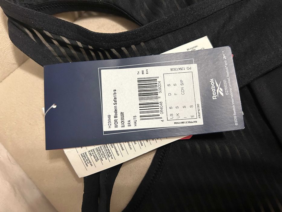 Bustiera sport/fitness Reebok Modern Safari marime XS/S negru/albastru