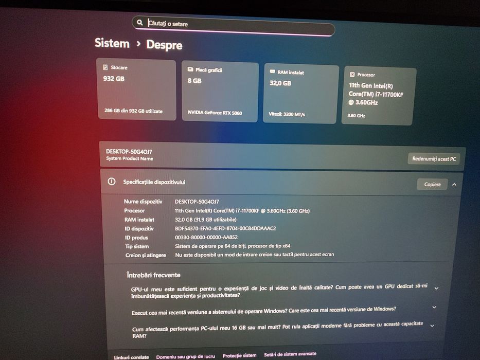 Vând unitate Gaming Rtx 5060