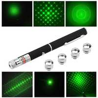 Светлинна показалка-лазер зелен цвят на лъча 5 приставки