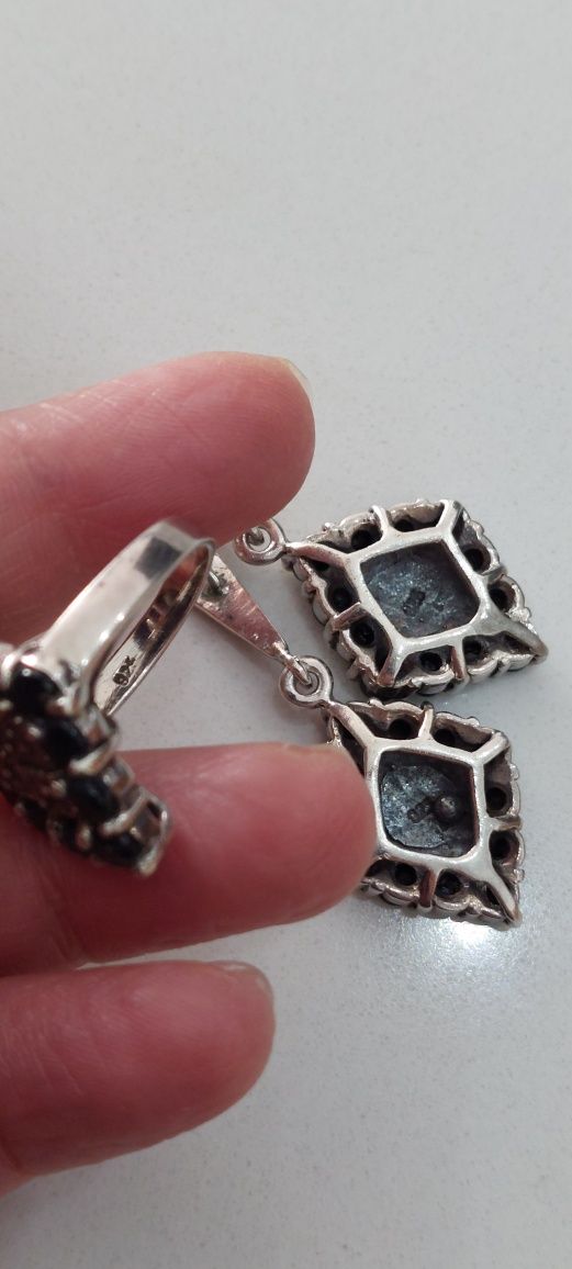 Set vechi argint cu pietre și marcasite