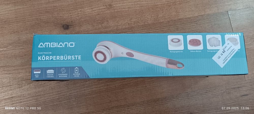 Perie electrică Ambiano pentru corp – exfoliere și masaj, reîncărcabi